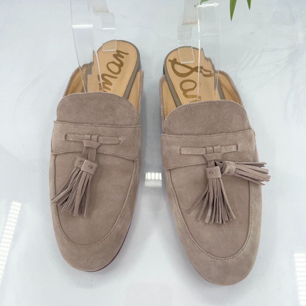 Sam Edelman Women's Paris Mule Slip On Shoe Size 8 Tassel Strap Taupe Leather